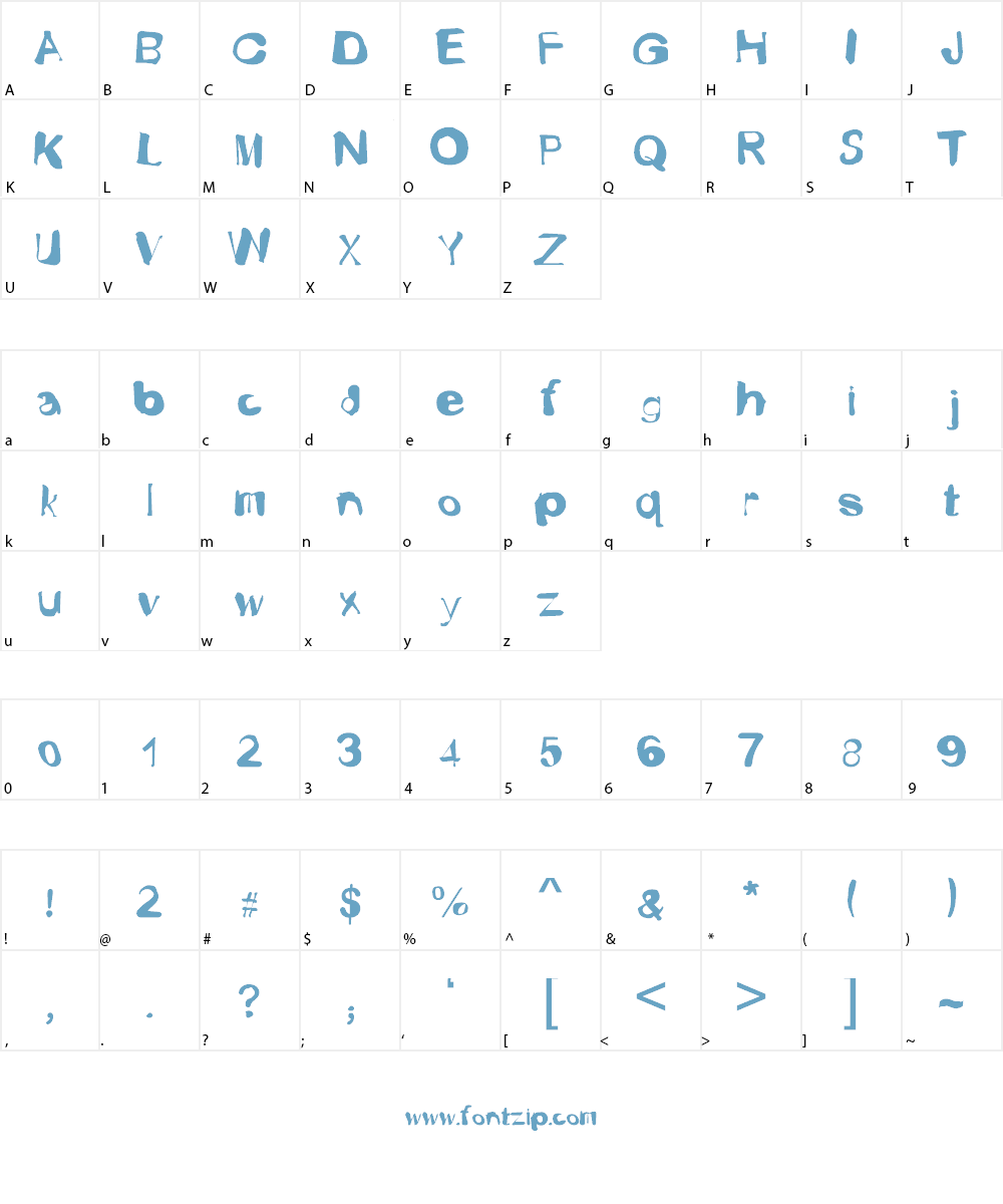 Fusty Luggs Font Character